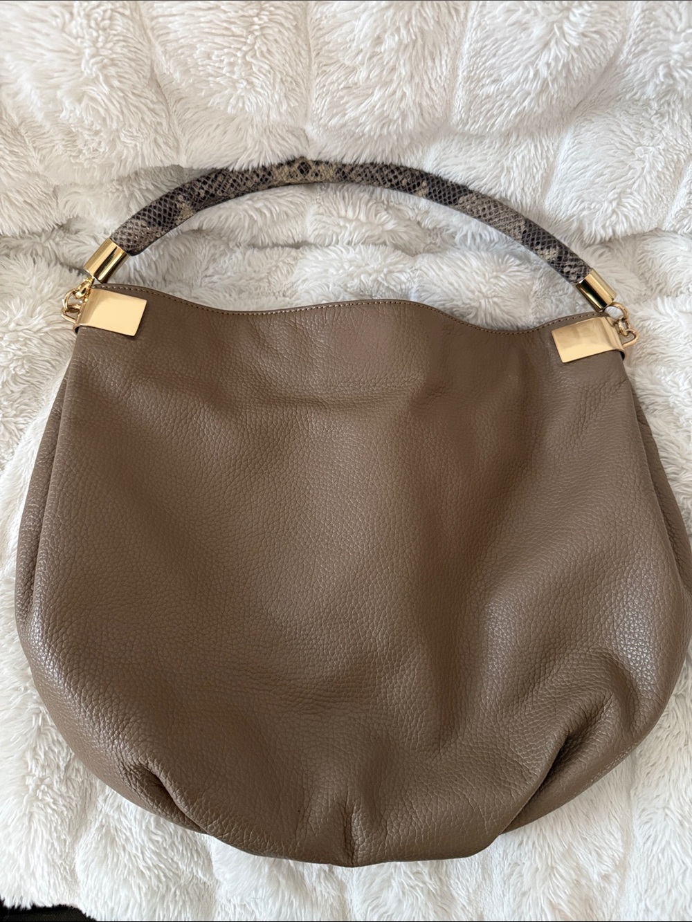 Nordstrom Halogen Leather Hobo Bag with Snakeskin Style Handle